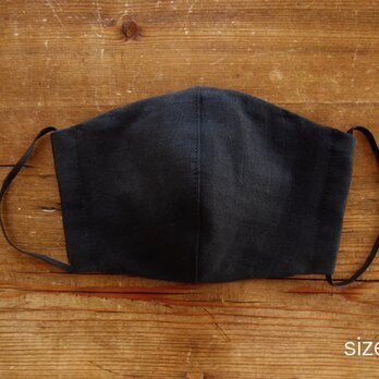 Mサイズ：Wガーゼのマスク（ブラック）／フィルターポケット、ノーズフィッター付きの画像