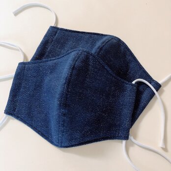 着けごこち抜群♪デニム柄ダブルガーゼマスク(ネイビー)