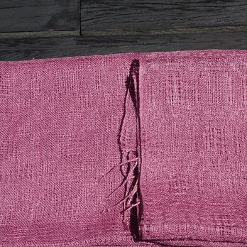 「Nさまご依頼品」手織りリネンストール・・フラワー（ベリーピンク）の画像