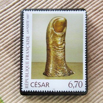 フランス　美術切手ブローチ6177の画像