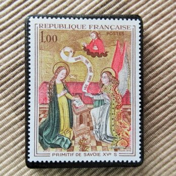 フランス　美術切手ブローチ6183の画像