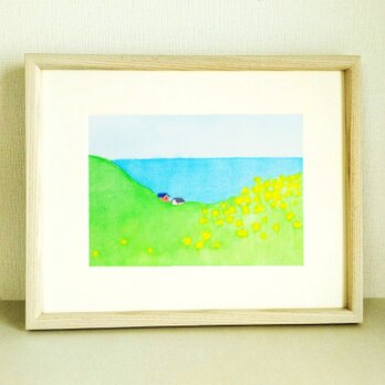 一点物∣原画「菜の花と海」※木製額縁入り（八つ切りサイズ）の画像