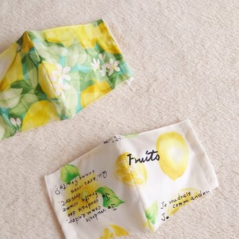 レモンが豊作です！ 夏向けマスク 2枚セット☆（コットン・リネン）フィルターポケットの画像