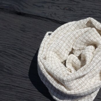 手織りコットンストール・・シナモングレーの画像