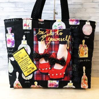 〈1000円OFF〉トートバッグ*香水×赤パンプス