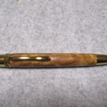 オリーブウッド　縮み杢　椿油仕上げ　回転式ロングパトリオットボールペン　の画像