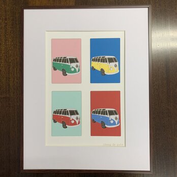 フレーム額装 CAR イラスト 「VW BUS」の画像