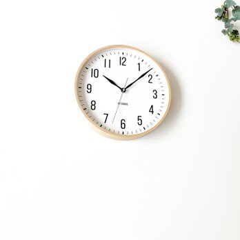 KATOMOKU plywood clock 19 ナチュラル km-111NARC 電波時計 木製 曲げわっぱの画像