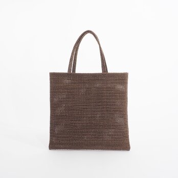 mesh fake leather hand bag（ブラウン）人工皮革/33×33/MB006の画像