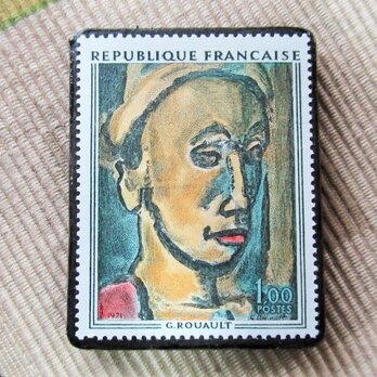 フランス　美術「ルオー」切手ブローチ6198の画像