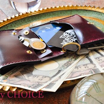 イタリアンヴィンテージバケッタ・コンパクト２つ折り財布(ボルドー)の画像