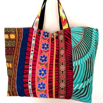 アフリカ布チロリアンテープのハンドメイドバッグの画像
