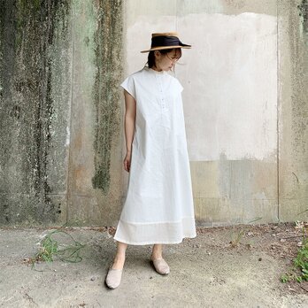 【受注制作】透けpointのあるコットンワッシャーワンピース［off-white］