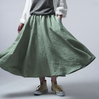 【wafu】Linen Skirt リネン サーキュラースカート/青磁鼠(せいじねず) s002f-snz1の画像