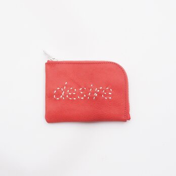 cow leather wallet [desire]（赤）11×8/小銭入れ/カード入れ/sw001dの画像