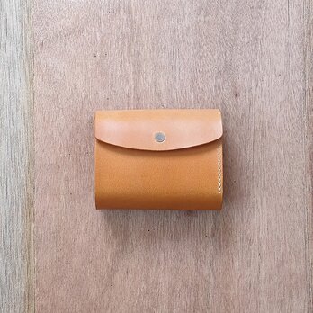 【ミニ 三つ折り財布 キャメル】本革 プルアップレザー 二つ折り財布の画像