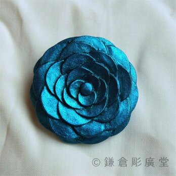 【彫刻】【漆】コサージュブローチ　華（青）の画像