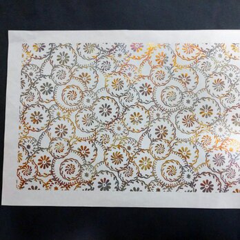 ギルディング和紙A3サイズ　花輪　生成和紙　黄混合の画像