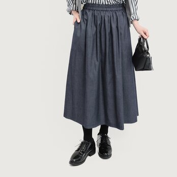 岡山デニム 色落ちしない濃紺 ロングスカート ●IRIS-SK●