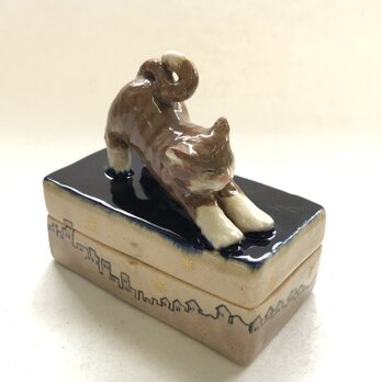 陶のハコ「薄暮のねこ」の画像