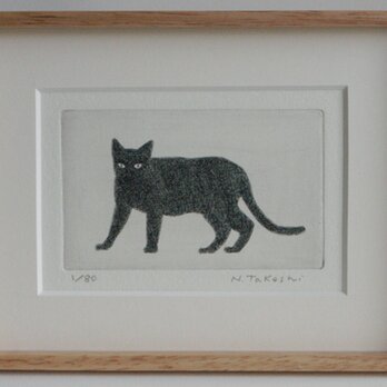 黒い猫・2020/ 銅版画 (額あり）の画像
