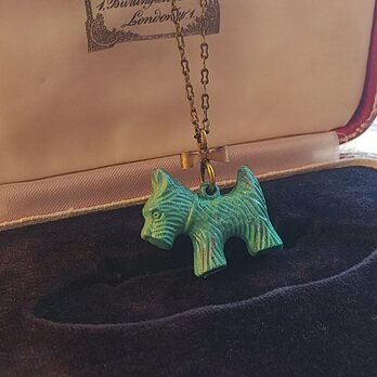 ヴィンテージ　Scottie dog (Green)／Ribbon　ミディアムロングネックレスの画像