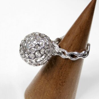 SV925『地球』リング（9号、サイズ変更可、ロジウムの厚メッキ）