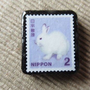日本 「うさぎ」切手ブローチ6266の画像
