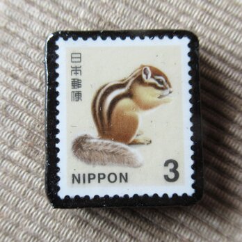 日本 「リス」切手ブローチ6267の画像