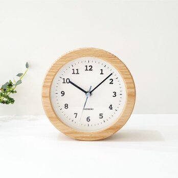 KATOMOKU dual use clock 5 ナチュラル km-112NRC 掛け置き兼用 電波時計 木製の画像