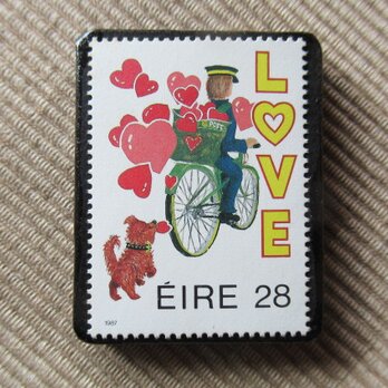 アイルランド　バレンタイン切手ブローチ6276の画像