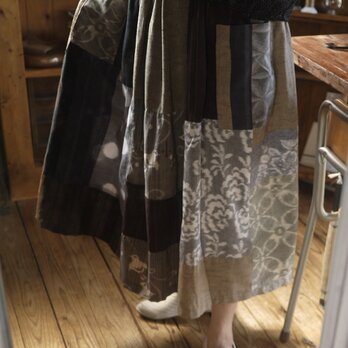 久留米絣反物からギャザースカートの画像