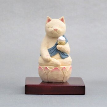 木彫り　虚空蔵菩薩猫　猫仏2005の画像