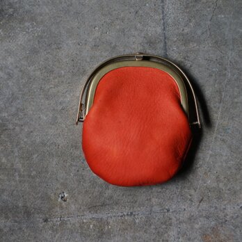 ワンタッチOPEN真鍮がまぐちコインケース#手塗りLEATHER-redの画像