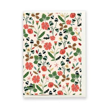 「花柄・ピーチ色」グリーティングカード（105mm x 148mm）の画像