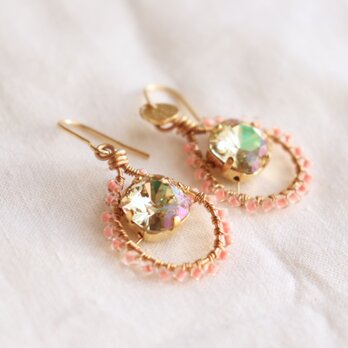 drop earrings　coral pinkの画像