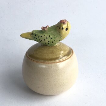 陶のハコ・手のり小鳥「セキセイインコ・イエロー」の画像