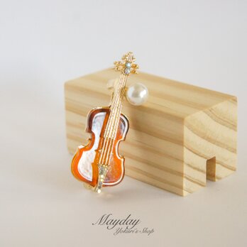 『優雅なブローチシリーズ』バイオリンのブローチ 帯び留の画像