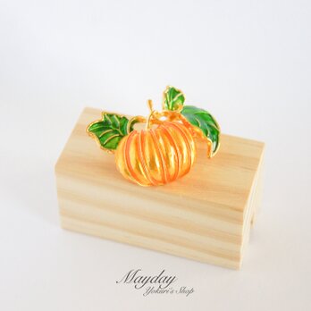 『優雅なブローチシリーズ』可愛いかぼちゃのブローチ 帯留めの画像
