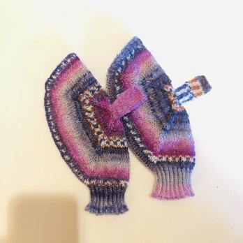 №353 手編みミトン　紫キャベツの画像