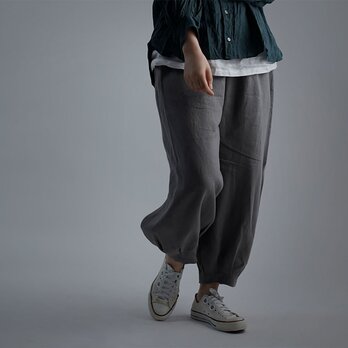 【wafu】Linen Pants 裾タック ボトムス ヨガパンツにも / 鈍色(にびいろ) b013a-nib1の画像