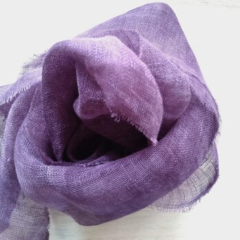 再再販　大人の紫がキレイなリネンガーゼミニストール　草木染め　ログウッド染＊の画像