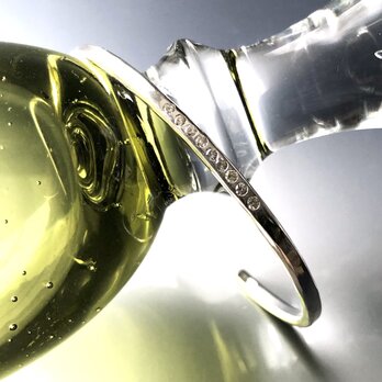 Nine diamonds hammered silver cuff N