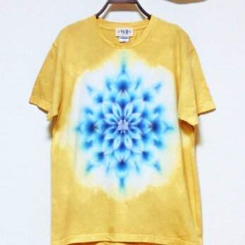 Hippies Dye☆Ｔシャツ　Mサイズ　タイダイ曼荼羅☆ ライトマスタード HD11-92の画像