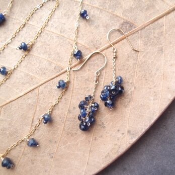【K10】Royal Blue Kyanite Chain Earrings／カイヤナイト チェーンピアスの画像