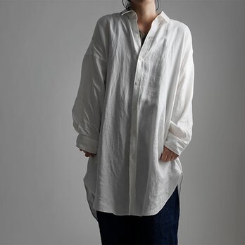 【wafu】Linen Oversized Shirt　ビックシルエット シャツ / ホワイト t021a-wht1の画像