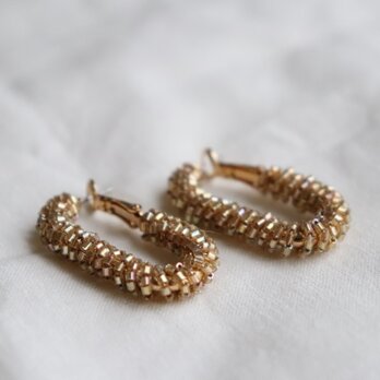 beads hoop earrings - goldの画像