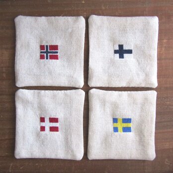 北欧国旗コースター 4カ国4枚セット　の画像