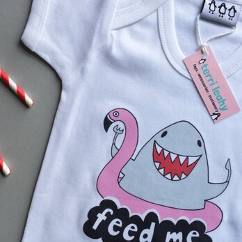 「オーバーオール（サメ）」赤ちゃん用肌着 (3-6ヶ月児)の画像