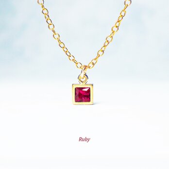 【7月誕生石】輝く真紅。ルビーのネックレス　[送料無料]の画像